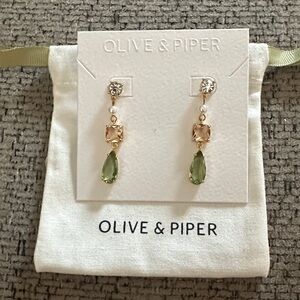 Olive & Piper Gold and Green Drop Earrings
